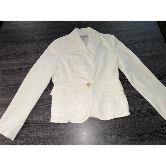 Banana Republic Jackets & Blazers - Banana Republic Blazer White Cotton Stretch One Button Classic Workwear Size 2